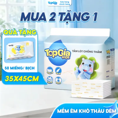 Tấm Lót Chống Thấm Thay Tã Bỉm Dùng Một Lần Topgiakids Cho Bé 35x45cm, Bịch 50 Miếng Lót Chống Thấm, Lót Phân Su