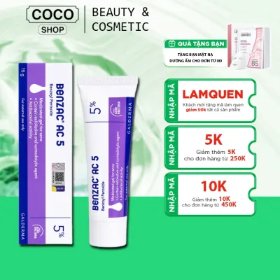 Kem Bôi Mụn Benzac Ac 5% PHÁP 15g Gel Hỗ Trợ Giảm Mụn Trứng Cá An Toàn Lành Tính Cho Da Nhạy Cảm