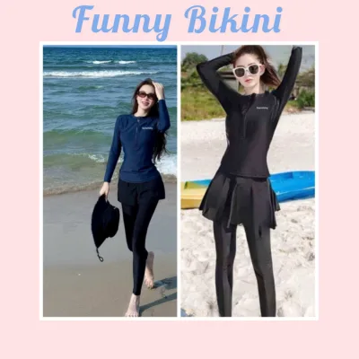 [Size M,L,XL] Bikini,Đồ bơi nữ Ninja đi biển, Bikini kín Áo Tay Dài có khóa kéo Quần Dài chất  thun lạnh MS-101