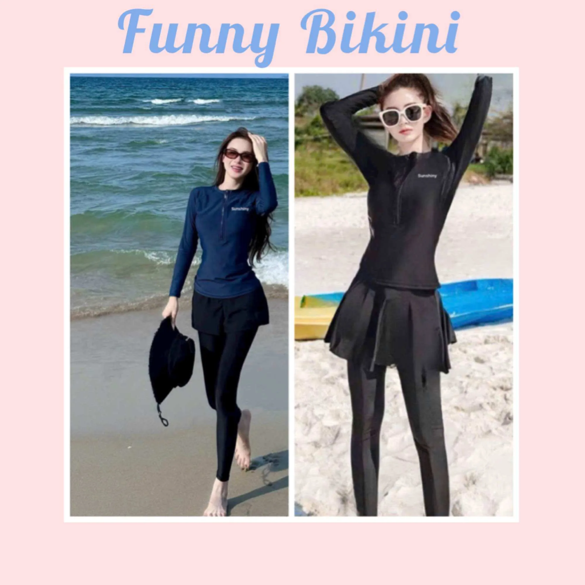 [Size M,L,XL] Bikini,Đồ bơi nữ Ninja đi biển, Bikini kín Áo Tay Dài có khóa kéo Quần Dài chất  thun lạnh MS-101