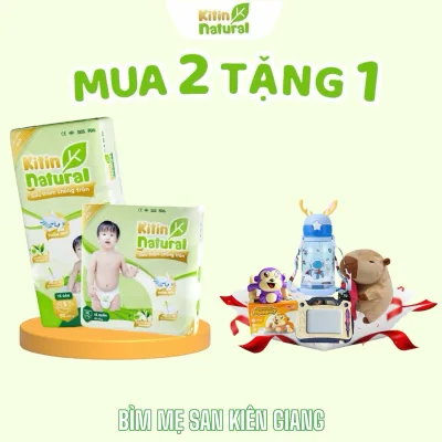 Combo 2bịch Tã/bỉm KITIN NATURAL tinh chất trà xanh, siêu mỏng thoáng 1.8mm đủ size tã dán tã quần