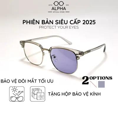 Gọng kính cận Alpha tròng kính đổi màu khi ra nắng chống tia UV và ánh sáng xanh máy tính cho học sinh- MÃ A22
