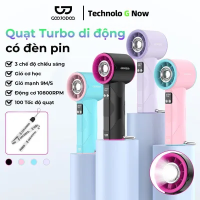 GOOJODOQ Quạt cầm tay gió mecha đa năng với tốc độ tối đa 10800 vòng / phút và 100 tốc độ gió, có khóa kim loại và chức năng đèn pin