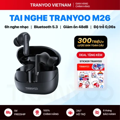 Tai Nghe Bluetooth TRANYOO T-M26 Chống Ồn Lên Đến 48dB Kháng Nước Chơi Game Nghe Nhạc 6 Tiếng