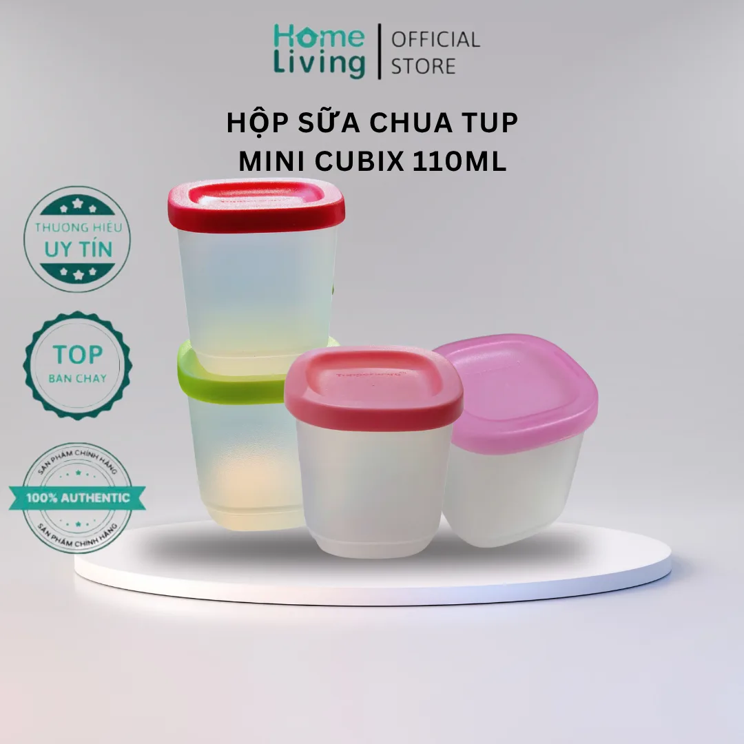 Hộp Trữ Khô & Mát TUPPERWARE Làm Sữa Chua Cubix Mini Square 110ML Màu Ngẫu Nhiên( Lẻ Không Hộp)