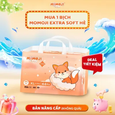 Tã Bỉm Quần/Dán Momoji Siêu Mỏng, Siêu Thấm Hút Phiên Bản Extra Soft Mới NB/S50/M46/L48/XL44/XXL42/XXXL38