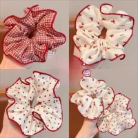 [Handmade] Scrunchies cột tóc nâu họa tiết chấm bi hot trend dành cho bạn nữ