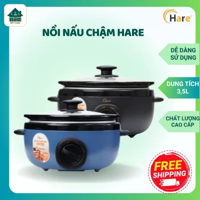 Nồi Nấu Chậm Hare HR-SC535 Lòng Nồi Gốm Sứ Sang Trọng An Toàn, 3 Chế Độ Nấu Bảo Hành 12 Tháng Chính Hãng - Bếp Home
