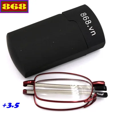 Mắt kính lão gọng xếp màu đỏ 3.5 độ, từ 1 độ đến 4 độ, mắt kính viễn, mắt kính rút, mắt kính gấp