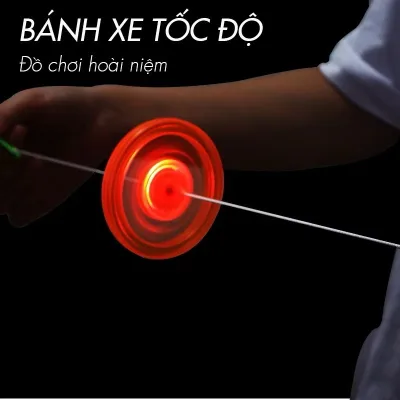 Đồ chơi Con quay kéo dây bánh đà có đèn flash- Đồ chơi phát sáng trẻ em