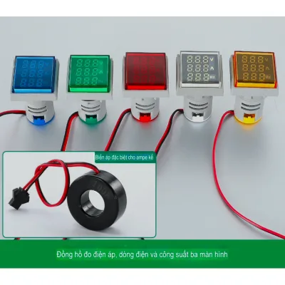 Thiết Bị Kiểm Tra Vôn Kế 0-100A 3 Trong 1 Màn Hình LED 22mm Vôn Kế Kỹ Thuật Số VOKTTA 60-500V 220V 100A