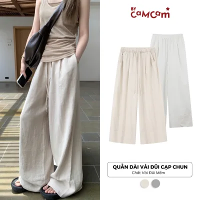 Quần Dài Vải Đũi 𝑩𝒚𝒄𝒂𝒎𝒄𝒂𝒎 Cạp Chun Mềm Mại Thoáng Mát Đa Năng Mùa Thu Mùa Hè QTD009