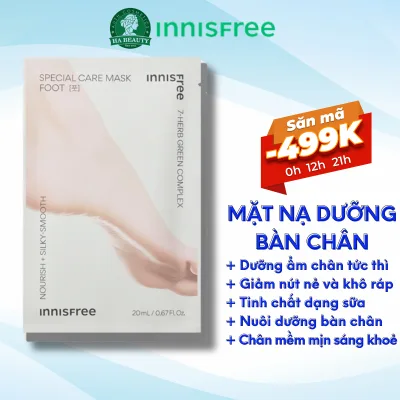 Mặt nạ chân giúp chăm sóc đặc biệt giúp da chân được mềm mại mịn màng tăng đàn hồi innisfree Special Care Mask Foot 20mL