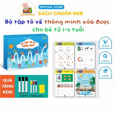Sách - Bộ Tập Tô Vẽ Thông Minh Xóa Được 64 Trang - Tặng kèm: 6 bút dạ + 1 mút xóa bọt biển