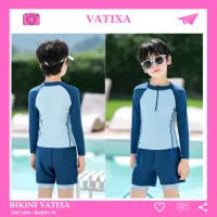 Đồ bơi bé trai size đại 10-46kg dài tay quần đùi 2 lớp chống nắng VATIXA BT07