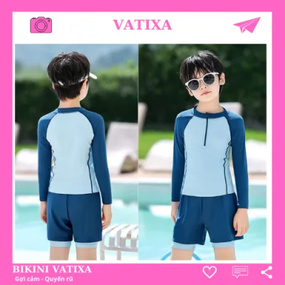Đồ bơi bé trai size đại 10-46kg dài tay quần đùi 2 lớp chống nắng VATIXA BT07