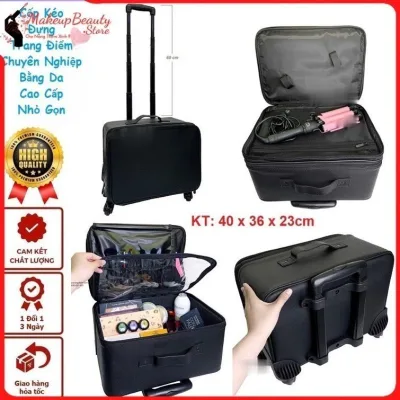Cốp Kéo Trang Điểm Chuyên Nghiệp Vỏ Da Nhỏ Gọn, đa năng. Cốp kéo vali đựng đồ trang điểm makeup [ MS makeup