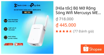 [Hỏa tốc] Bộ Mở Rộng Sóng Wifi Mercusys ME30 Chuẩn AC 1200Mbps