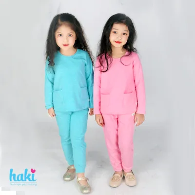 Bộ mặc nhà cho bé gái HAKI, bộ quần áo dài tay cho bé từ 10-26kg, chất liệu Cotton cao cấp, hàng chính hãng xuất khẩu HK135; đồ bộ cho bé gái