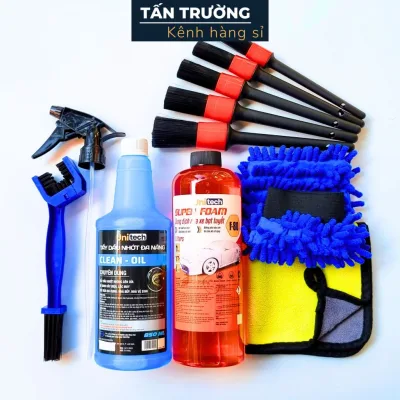 Combo 11 món rửa xe & rửa sên, phụ kiện chăm sóc và bảo dưỡng xe tại nhà đa năng