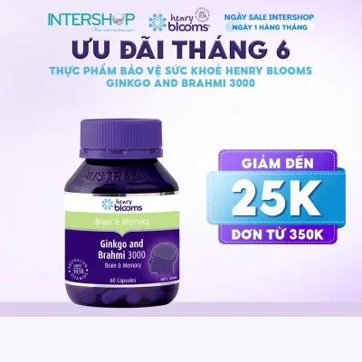 Tpbvsk Henry Blooms Ginkgo & Brahmi 3000 (60 Tablets/30 Tablets) Pills to Support Blood Circulation and Enhance Cerebral Blood Circulation - Functional Food for Cerebral Blood Circulation