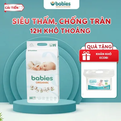 Bỉm Dán/Bỉm Quần Babies Organic Thương Hiệu Việt, Siêu Mềm Mịn, Thấm Hút 1400ml, Đủ Size NB/S/M/L/XL/2X/3XL