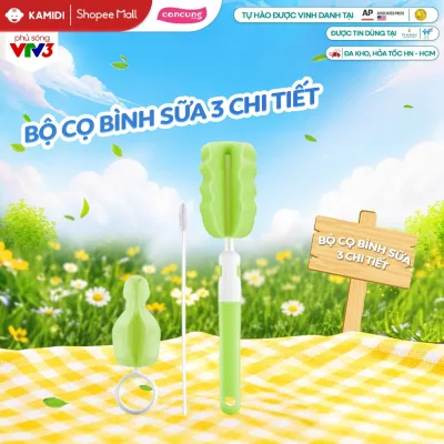 Cọ Bình Sữa Kamidi 3 Chi Tiết Vệ Sinh Bình Sữa Màu Ngẫu Nhiên