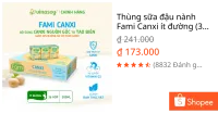Thùng sữa đậu nành Fami Canxi ít đường (36 hộp x 200ml)