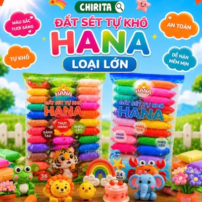 Đất Sét Tự Khô 36 Màu,24 Màu,12 Màu,Màu Trắng Hana - Đất Nặn Tự Khô Nhật Bản Đồ Chơi Trẻ Em Cho Bé