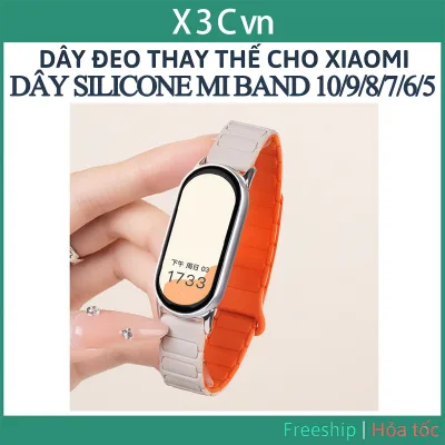 Dây đeo vòng silicon cho Xiaomi Mi Band 10 9 8 Vòng đeo tay từ tính có thể thay thế Correa cho dây đeo đồng hồ thể thao Xiaomi Band 10