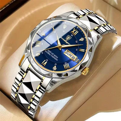 Poedagar Genuine Men's Watch Stainless Steel Strap Calendar with Luminous Function Waterproof, Scratch-Resistant