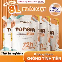 [DUNG TÍCH LỚN] Combo Nước Giặt Xả 3in1 TopGia Hương Huyền Diệu Dịu Nhẹ Túi 2L, Lưu Hương 72H