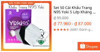 Set 50 Cái Khẩu Trang N95 Yoki 5 Lớp Kháng Khuẩn Lọc Bụi Mịn Hàng Chính Hãng Công Ty