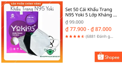 Set 50 Cái Khẩu Trang N95 Yoki 5 Lớp Kháng Khuẩn Lọc Bụi Mịn Hàng Chính Hãng Công Ty