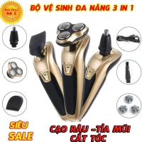 Electric Shaver 3-in-1 Multi-Function Personal Cleaning Machine Haircut Shaving Nose Hair Trimmer Smart Razor Head, Battery Operated with USB Charging Port