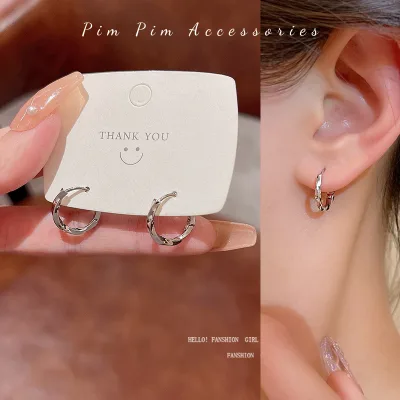 Khuyên Tai Nữ Dạng Tròn Mạ Hợp Kim Phụ Kiện Trang Sức Thời Trang Phong Cách Hàn