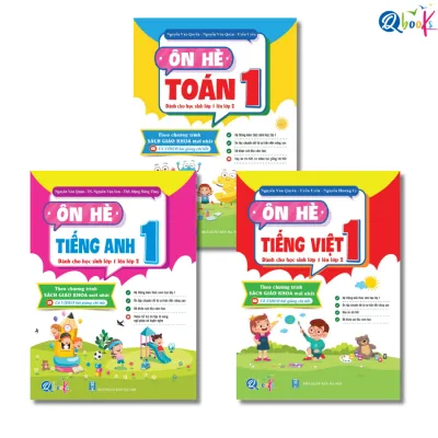 Sách - Combo 3 cuốn Ôn Hè Toán, Tiếng Việt và Tiếng Anh Lớp 1 - Chương Trình Mới - Dành cho học sinh lớp 1 lên 2