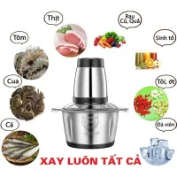 Japanese Multifunctional Meat Grinder, 304 Stainless Steel, 250W Capacity, 4 Steel Blades, Food Grinder for Shrimp, Crab, Fish, Meat, Spice Grinder for Garlic, Chili, Onion, Turmeric,.. Multifunctional Grinder with 2 Liter Capacity, Easy to Clean and Stor