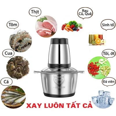 Japanese Multifunctional Meat Grinder, 304 Stainless Steel, 250W Capacity, 4 Steel Blades, Food Grinder for Shrimp, Crab, Fish, Meat, Spice Grinder for Garlic, Chili, Onion, Turmeric,.. Multifunctional Grinder with 2 Liter Capacity, Easy to Clean and Stor