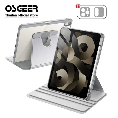 OSGEER 360° Ốp Xoay Cho iPad Air 11-Inch M4 / M3 / M2 Air 8 / 7 / 6 / 5 / 4 / 3 Gen 12 11 10 9 8 Pro 11 / 13Inch M4 / M5, Vỏ Bảo Vệ Xoay 360 Độ Mặt Sau Trong Suốt, Tự Động Đánh Thức / Ngủ