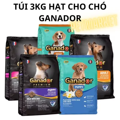PETMK TÚI 3KG THỨC ĂN CHO CHÓ HẠT GANADOR NHIỀU VỊ, HẠT CHO CHÓ CON VÀ CHÓ TRƯỞNG THÀNH, ĐỒ ĂN THÚ CƯNG