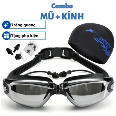 Swimming Goggles Comes with Genuine Silver-Coated Earmuffs, Anti-Uv Eye Protection, Anti-Ultraviolet Rays, Comes with Full Accessories