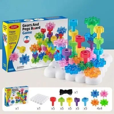 Tập Đi Pegs Board Game Montessori Đồ Chơi Gears Khối Xếp Chồng Chơi DIY Sáng Tạo Ren Trò Chơi Nhận Thức Màu Sắc Đồ Chơi Giáo Dục