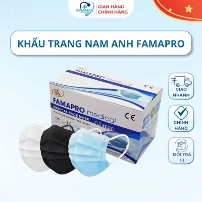 Khẩu trang cô gái Nam Anh Famapro 4 lớp hộp 50 cái chính hãng, kháng khuẩn, mềm mại