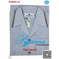 Bộ Pyjama HUONGTAM Kate tay dài nam cao cấp(PDK01N8). Chất liệu Kate loại tốt:  mềm mại, thoáng mát, không phai màu