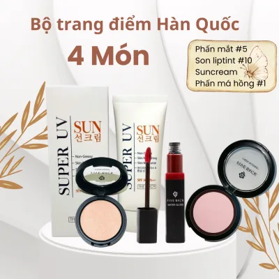 Deal hot Hoàn tiền - Bộ mỹ phẩm Hàn Quốc 4 món The Rucy (Phấn mắt #5 + Son liptint #10+ Phấn má hồng #1 + Suncream)
