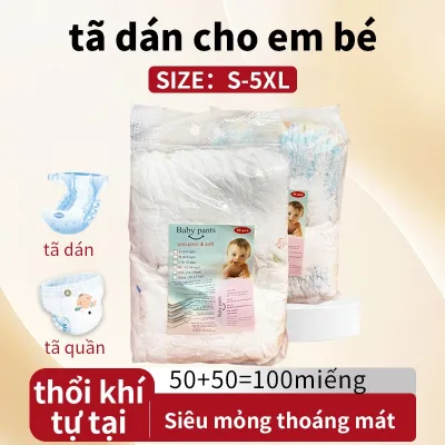 Combo tã quần/tã dán 50 /100 cho bé Bỉm tã!Tã A Phiên bản nâng cấp với gói đẹp Kích thước đầy đủ S/M/L/XL/2XL/3XL/4XL5XL