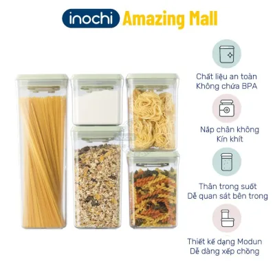 Bộ hộp đựng thực phẩm khô Inochi Hokkaido nắp chân không kín hơi Amazing Mall