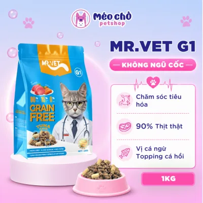 Hạt cho mèo MRVET G1 Gói 1KG không ngũ cốc, chăm sóc tiêu hoá, dưỡng da mượt lông - Méo Chò Petshop