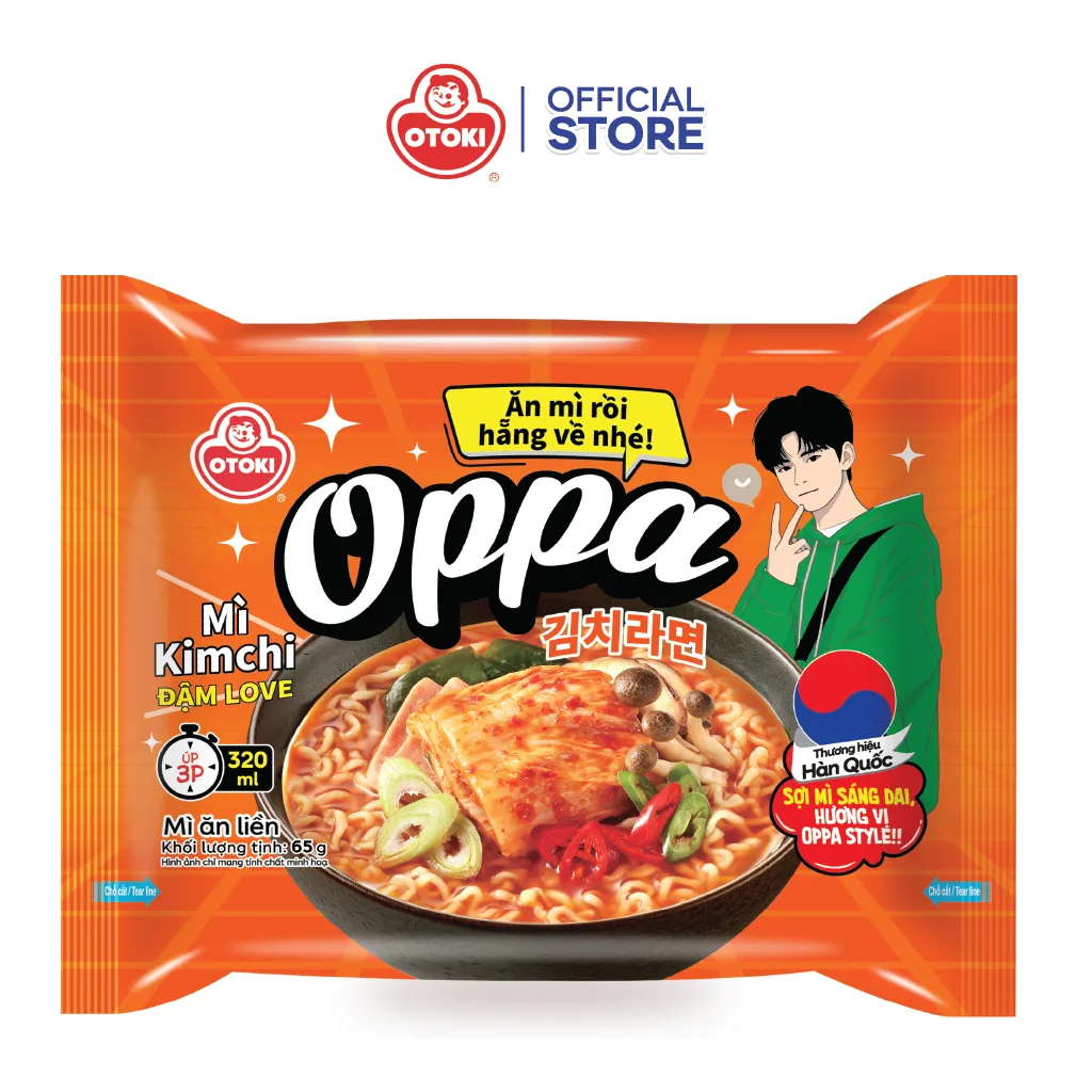 Combo 10 gói mì ăn liền Oppa vị Kimchi Otoki 65g